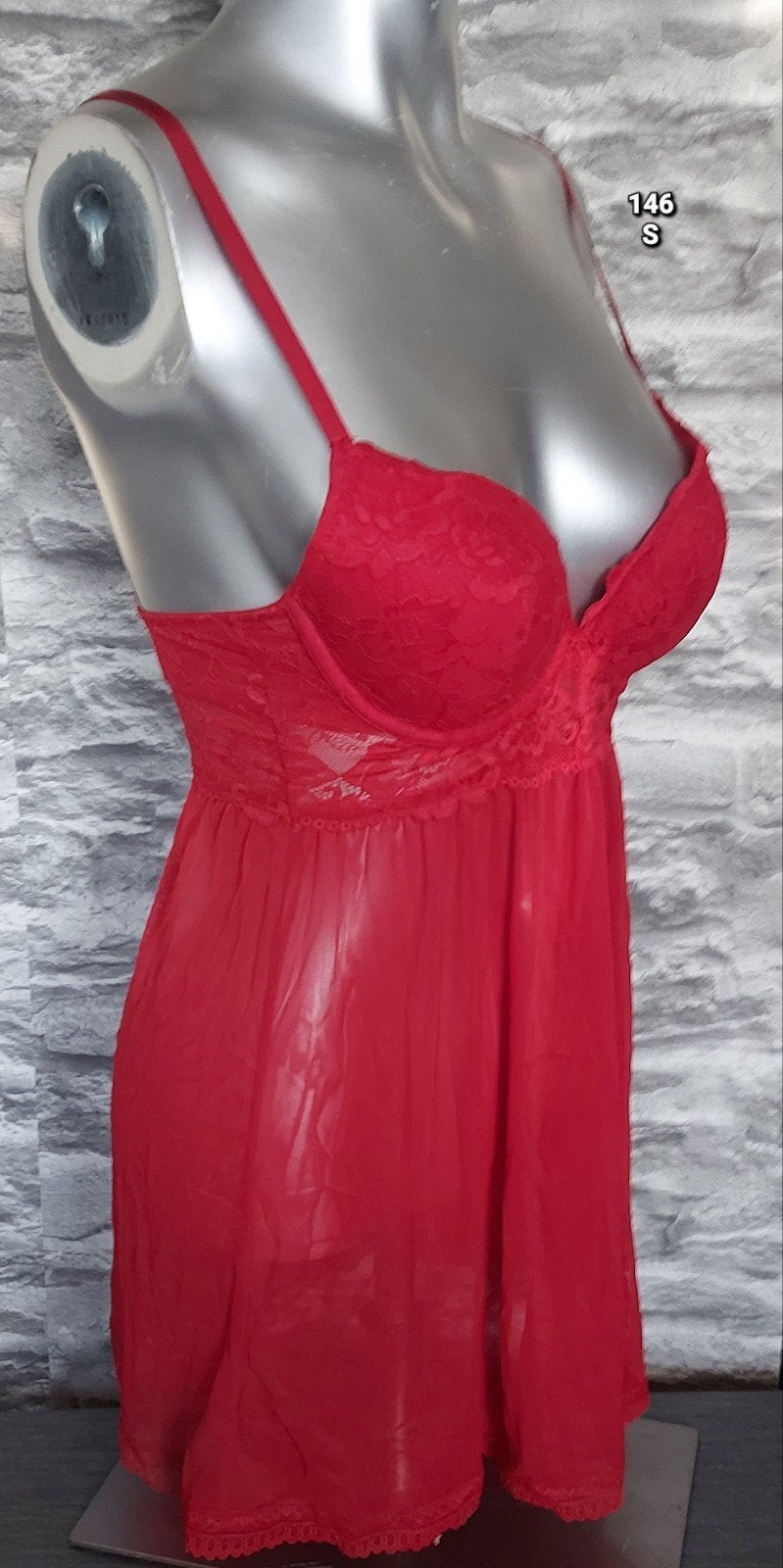 Sexy Rood kanten lingerie jurkje - Maat S, Onbekend, Ophalen of Verzenden, Rood, Nachtkleding