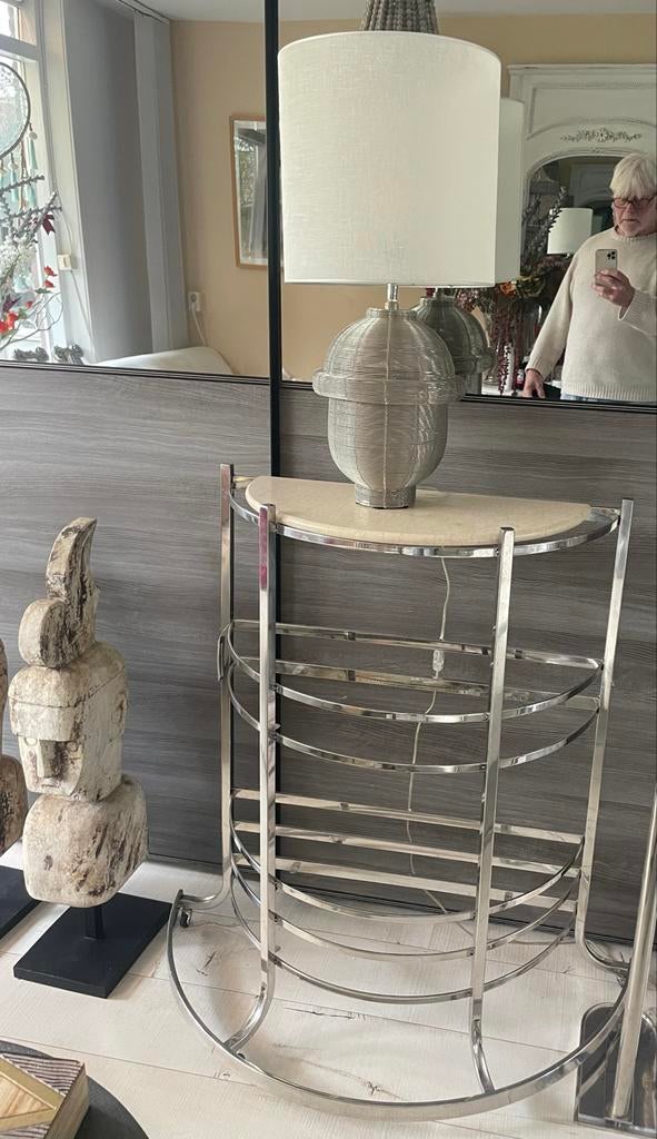 Eichholtz console, side table, met zachtgeel marmer, Deco, Gebruikt, 50 tot 100 cm, Ophalen of Verzenden