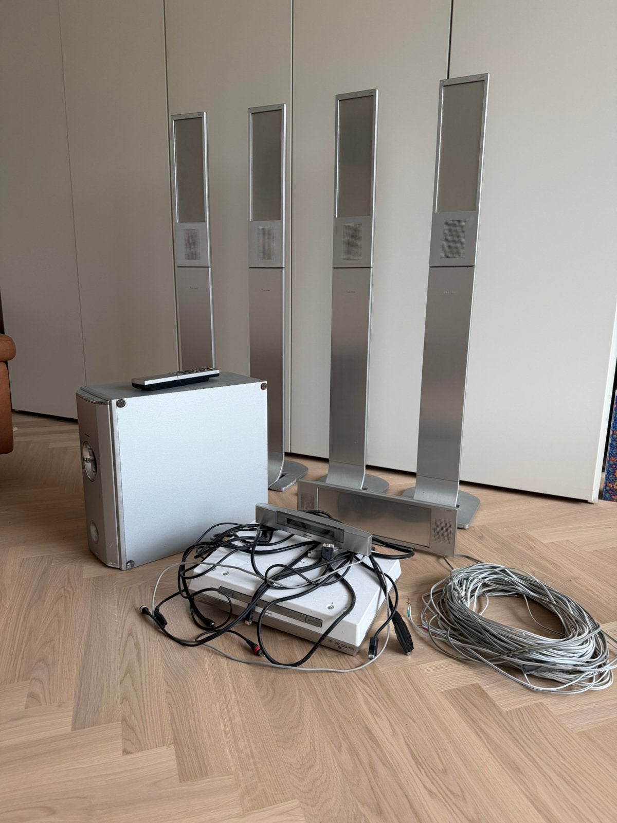 Pioneer zilveren radio / CD- & DVD-speler met boxenset, Ophalen, Zo goed als nieuw, Pioneer