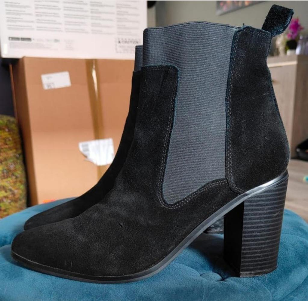 Zwarte enkel laarzen River island maat 40, Ophalen of Verzenden, Zo goed als nieuw, Zwart