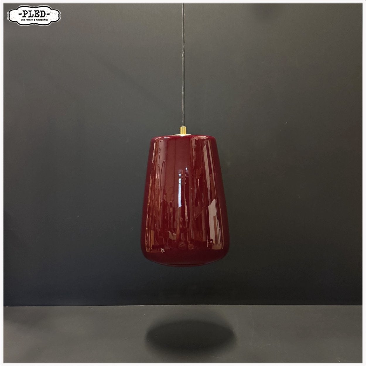 Vintage Bordeauxrode lamp glas Hanglamp, Gebruikt, Glas, Vintage Boho Japandi, Nb