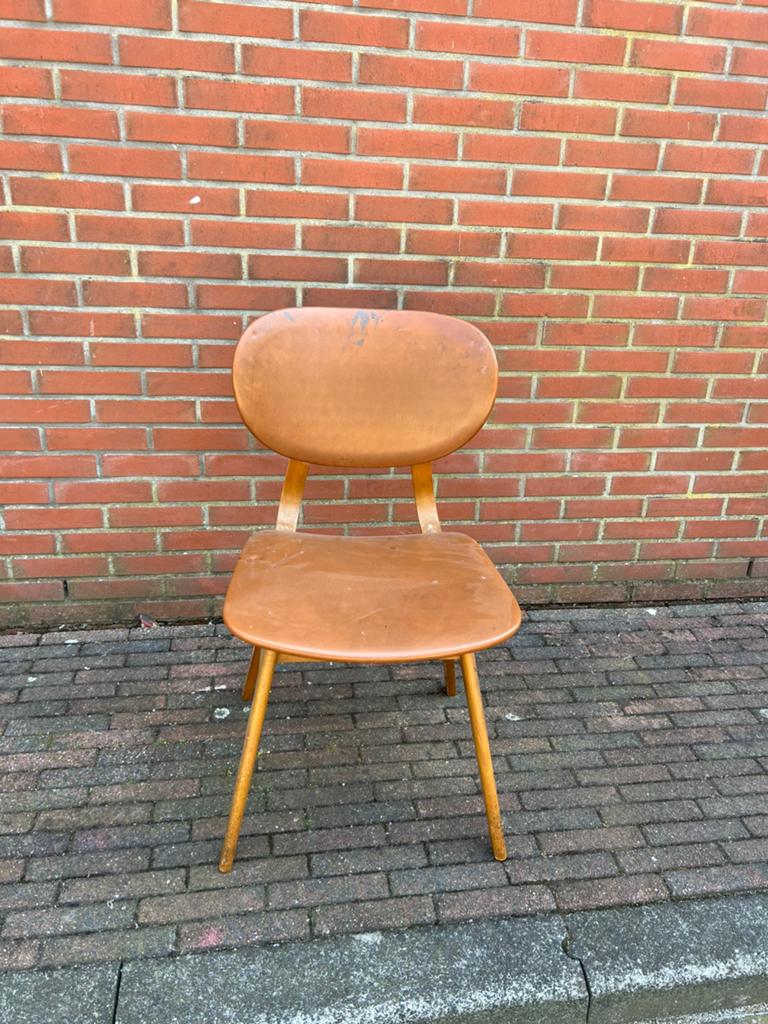 Vintage eetkamerstoel jaren 50-60, Ophalen, Gebruikt, Bruin, Eén