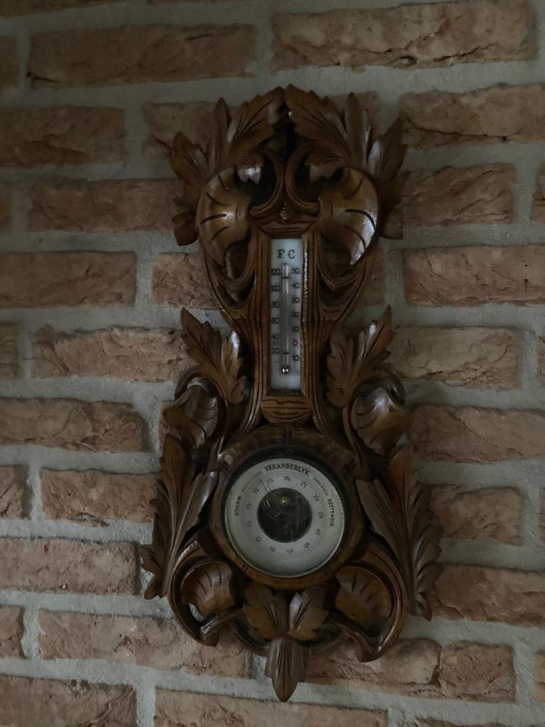 Prachtige houten super gave antieke BAROMETER, Antiek en Kunst, Curiosa en Brocante, Ophalen