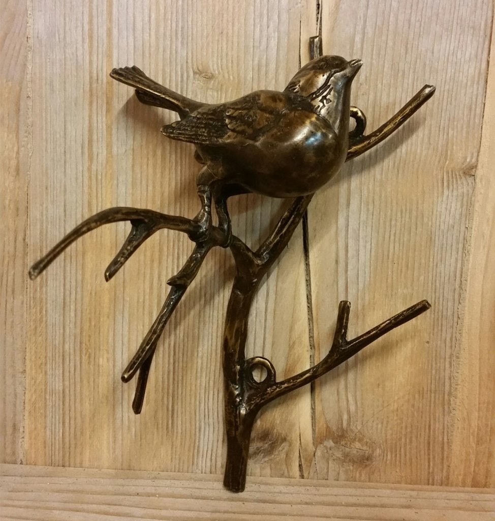 1 VOGEL OP TAK / BRONS / WANDHANGER, Huis en tuin decoratie Marie, Nieuw, Info@huisentuindecoratiemarie.nl, Peize
