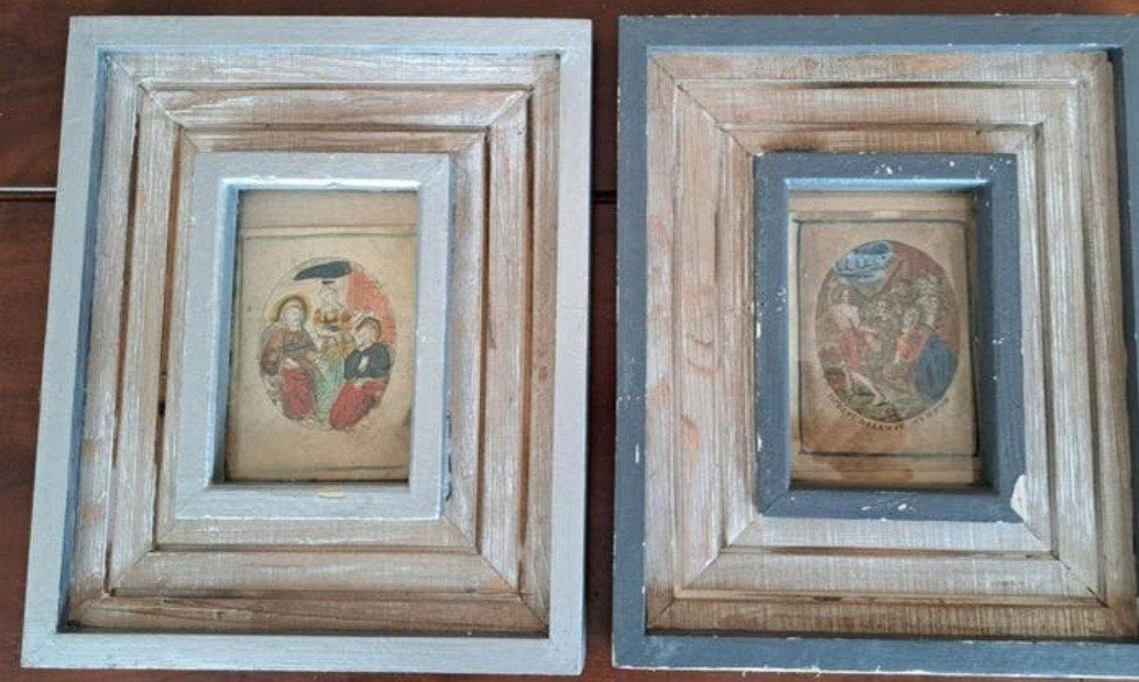 2 Antieke religieuze devotieprenten 17e eeuw, Antiek en Kunst, Ophalen of Verzenden