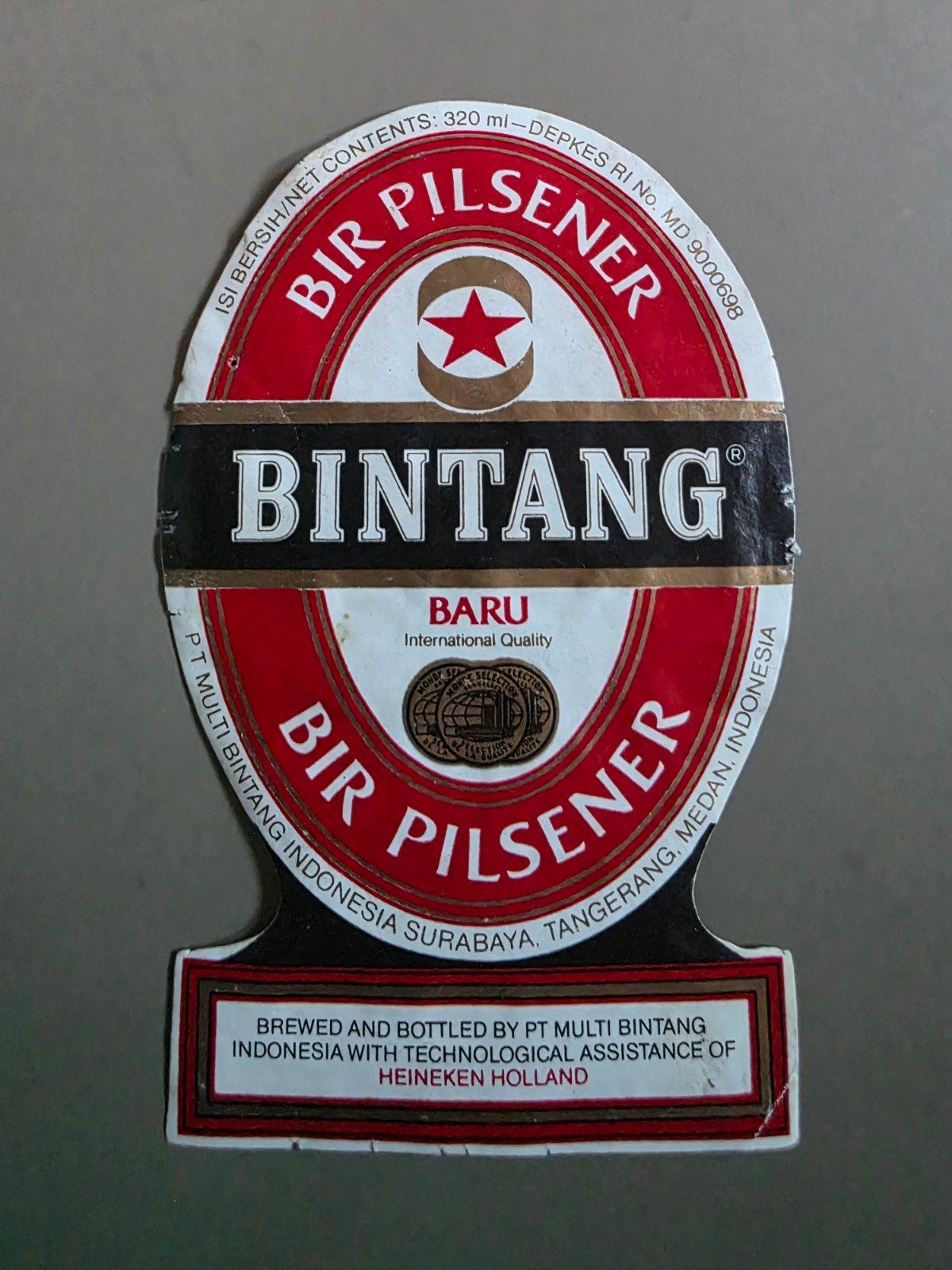 111) ORIGINEEL BIERETIKET HEINEKEN BINTANG INDONESIA, Verzamelen, Verzenden, Gebruikt, Overige typen, Heineken