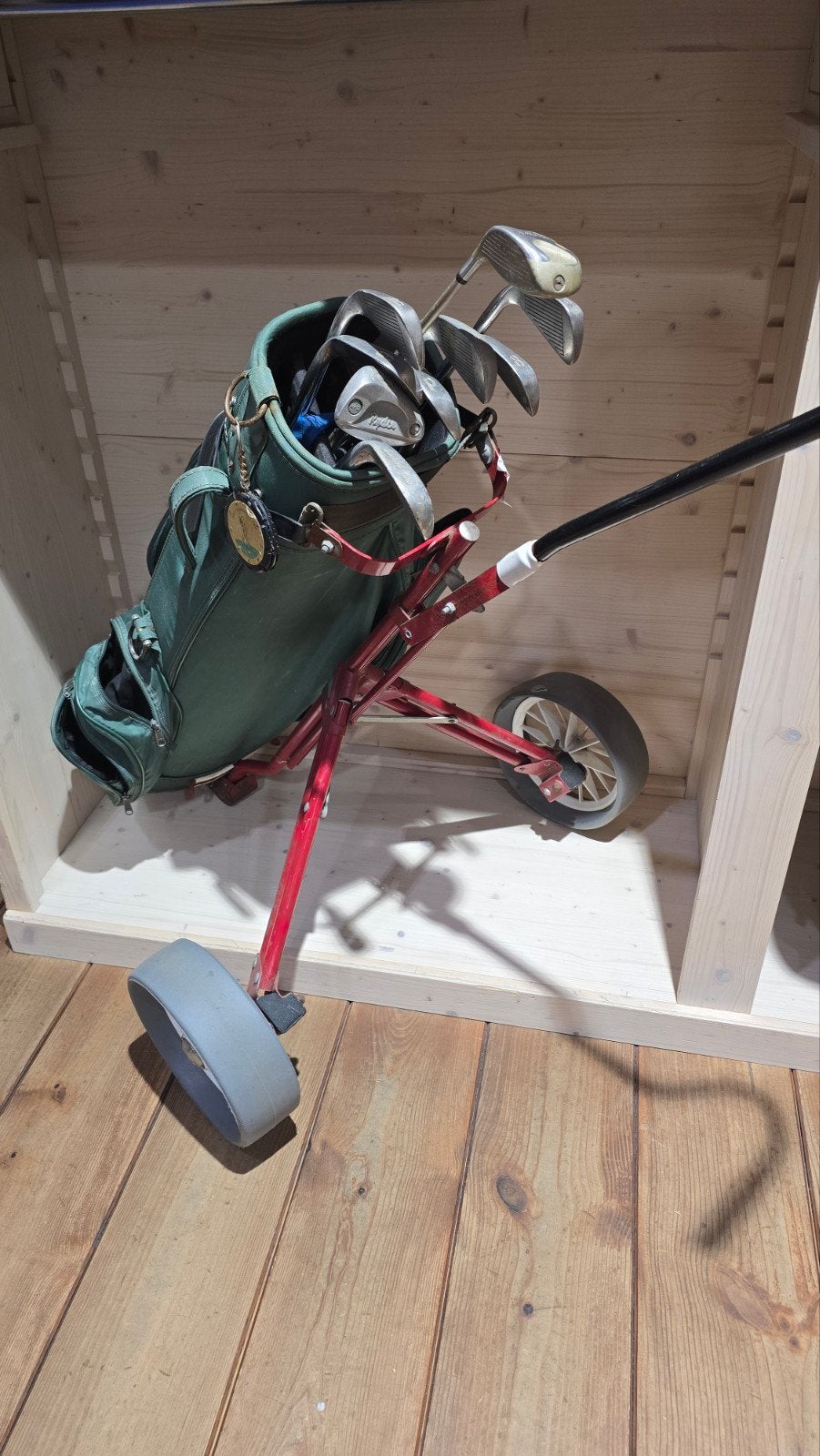 Retro Golfset: Golfkar, Tas en Clubs, Sport en Fitness, Golf, Ophalen, Gebruikt, Set, Overige merken