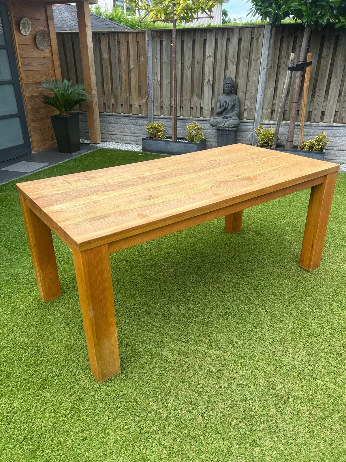 Massief eiken eetkamertafel 180x90x78 cm, Ophalen, Gebruikt, Eikenhout, 50 tot 100 cm