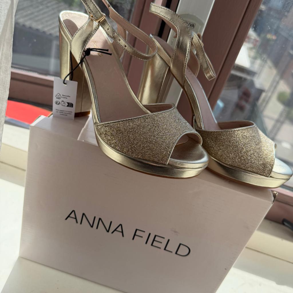 Anna Field Gouden Sandalen met Hak - Maat 38, Ophalen of Verzenden, Nieuw, Overige kleuren, Sandalen of Muiltjes