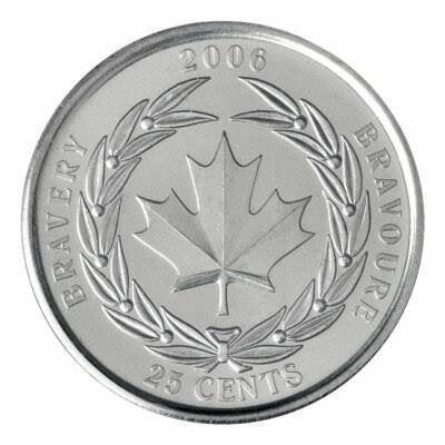 Canada - 25 cent Bravery 2006 Unc, Verzenden, Noord-Amerika, Losse munt