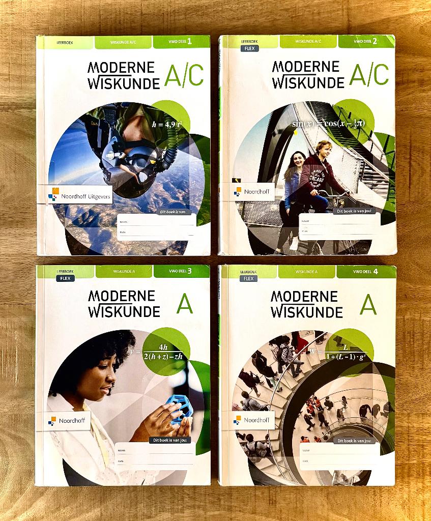 Moderne Wiskunde VWO A/C Deel 1 t/m 4. Leerboeken 12e editie, VWO, Wiskunde A, Ophalen of Verzenden, Zo goed als nieuw