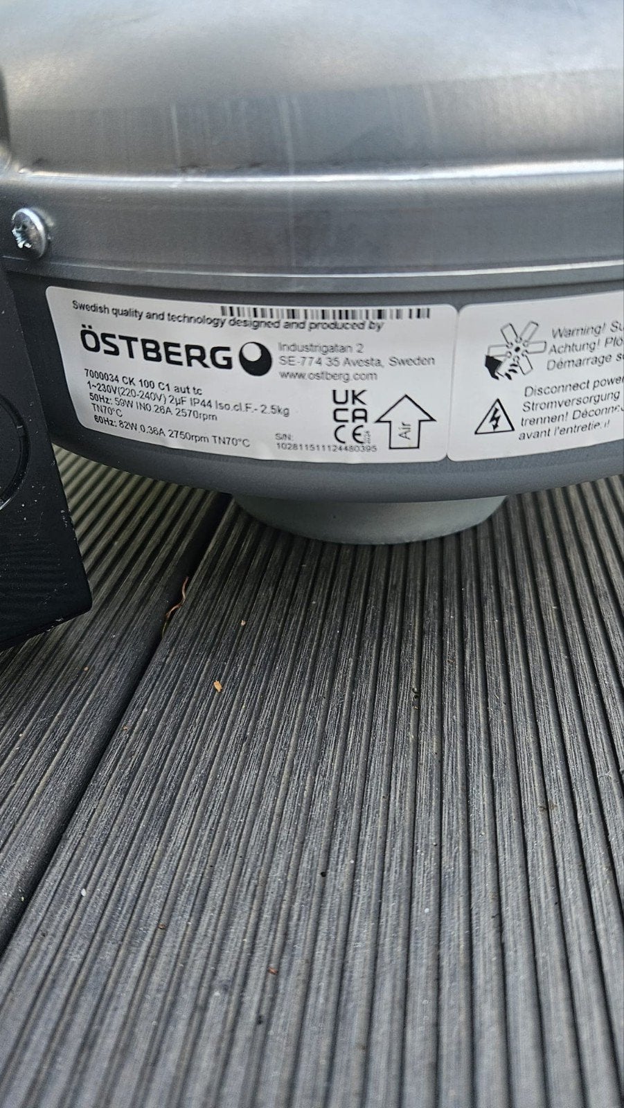 Östberg CK 100 C1 aut tc kanaalventilator 100mm, Ophalen, Nieuw, Ventilator