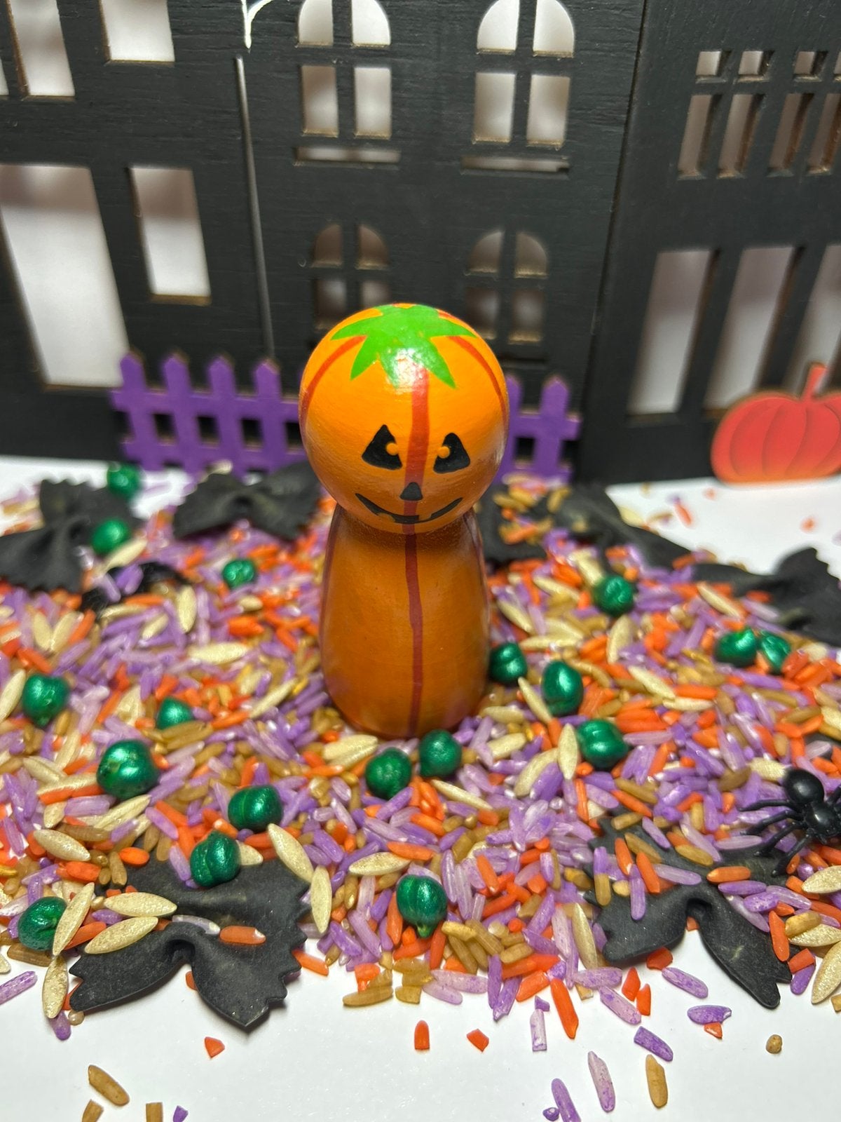 Handgeschilderde Pompoen Peg Doll – Halloween Decoratie, Ophalen of Verzenden, Nieuw, Overige typen