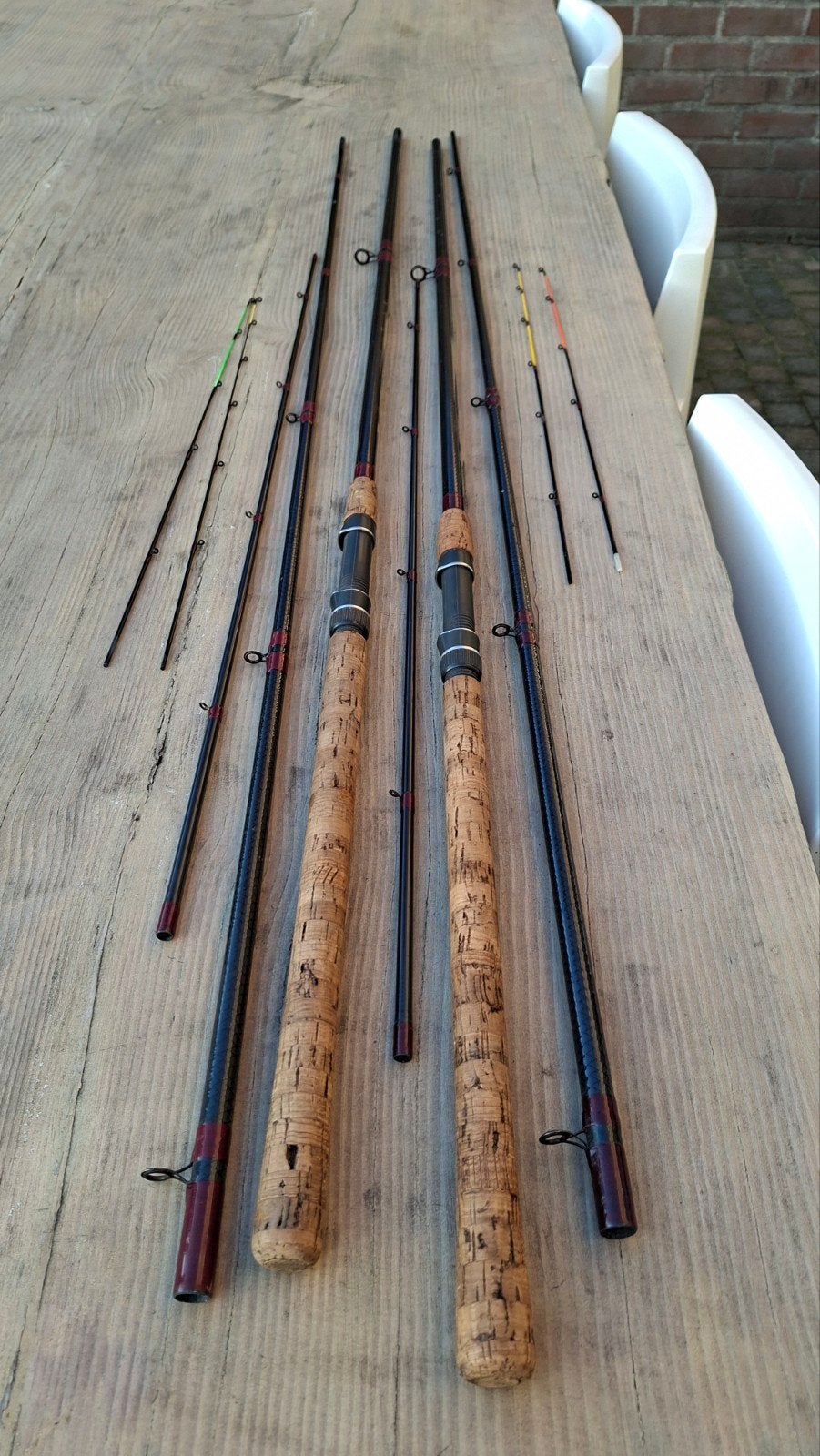 Twee Mitchell Privilege Feeder Hengel 3.90m - 2 stuks, Watersport en Boten, Ophalen, Gebruikt, Werphengel