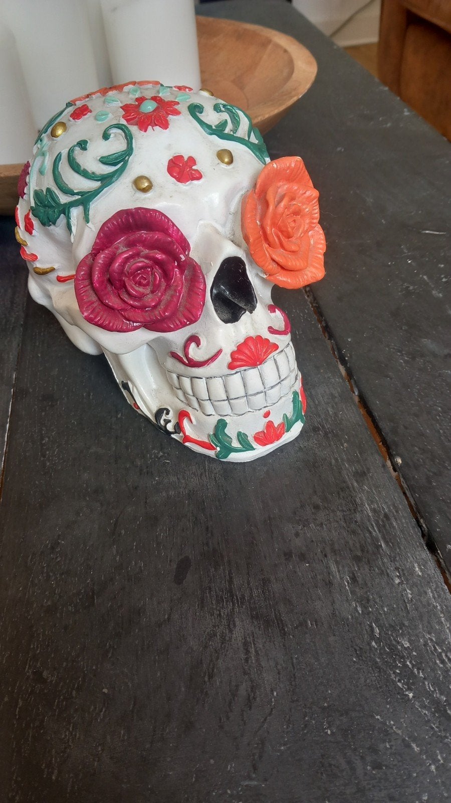 Decoratieve Mexicaanse Sugar Skull, Ophalen, Meerkleurig, Overige stijlen, Zo goed als nieuw
