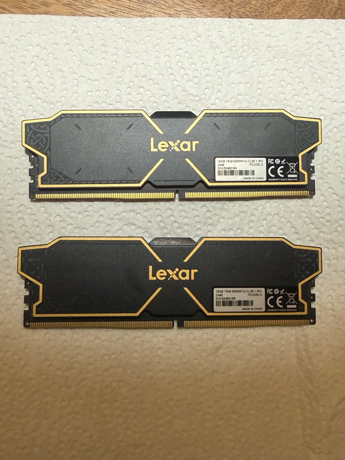 2x16GB Lexar DDR5 RAM 6000MHz CL38 twv €480, Computers en Software, Ophalen of Verzenden, Zo goed als nieuw, Desktop, DDR5