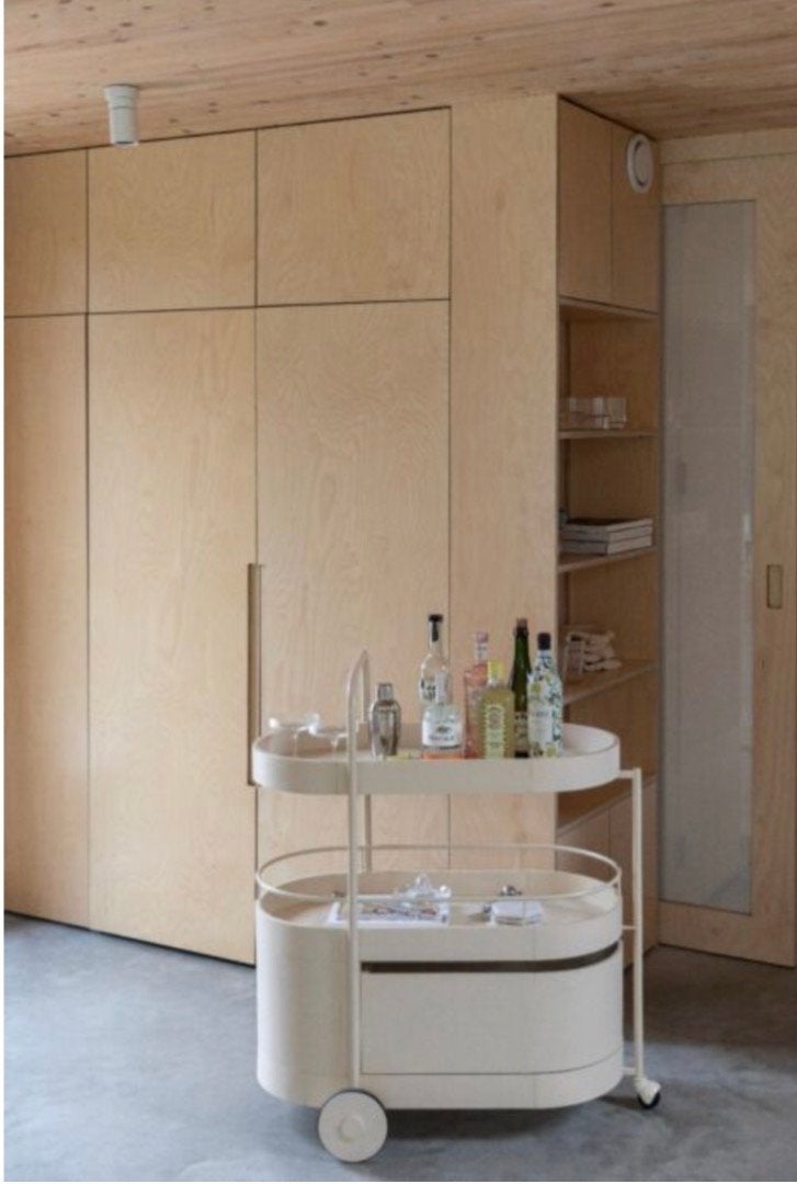 Stijlvolle serveerwagen/barcart - Crème - zuiver wim trolley, Ophalen, Zo goed als nieuw