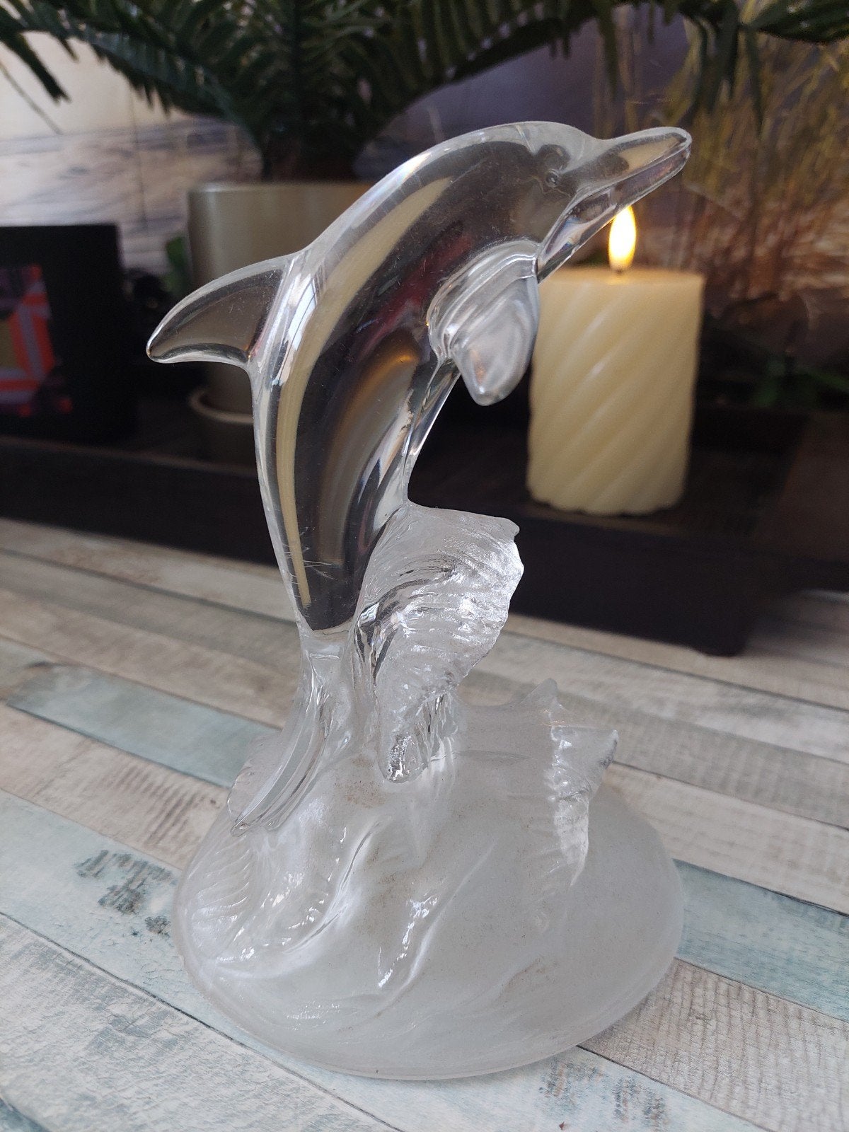 Glazen dolfijn beeldje - decoratief object, Ophalen, Gebruikt, Glas, Modern