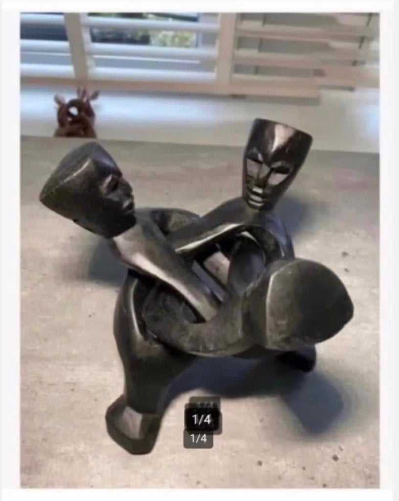 Houten Afrikaanse Schaal Bord Bol houder, drie poot,, Antiek en Kunst, Ophalen of Verzenden