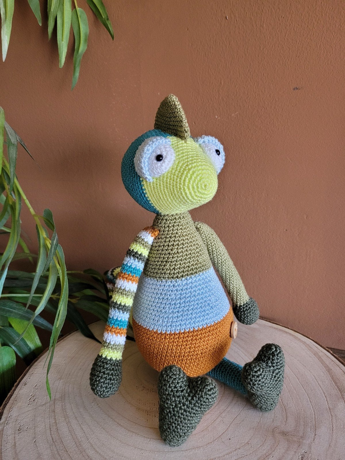 Gehaakte kameleon Kim knuffel, Nieuw, Ophalen of Verzenden, Middelgroot (20 tot 80 cm), Handgemaakt