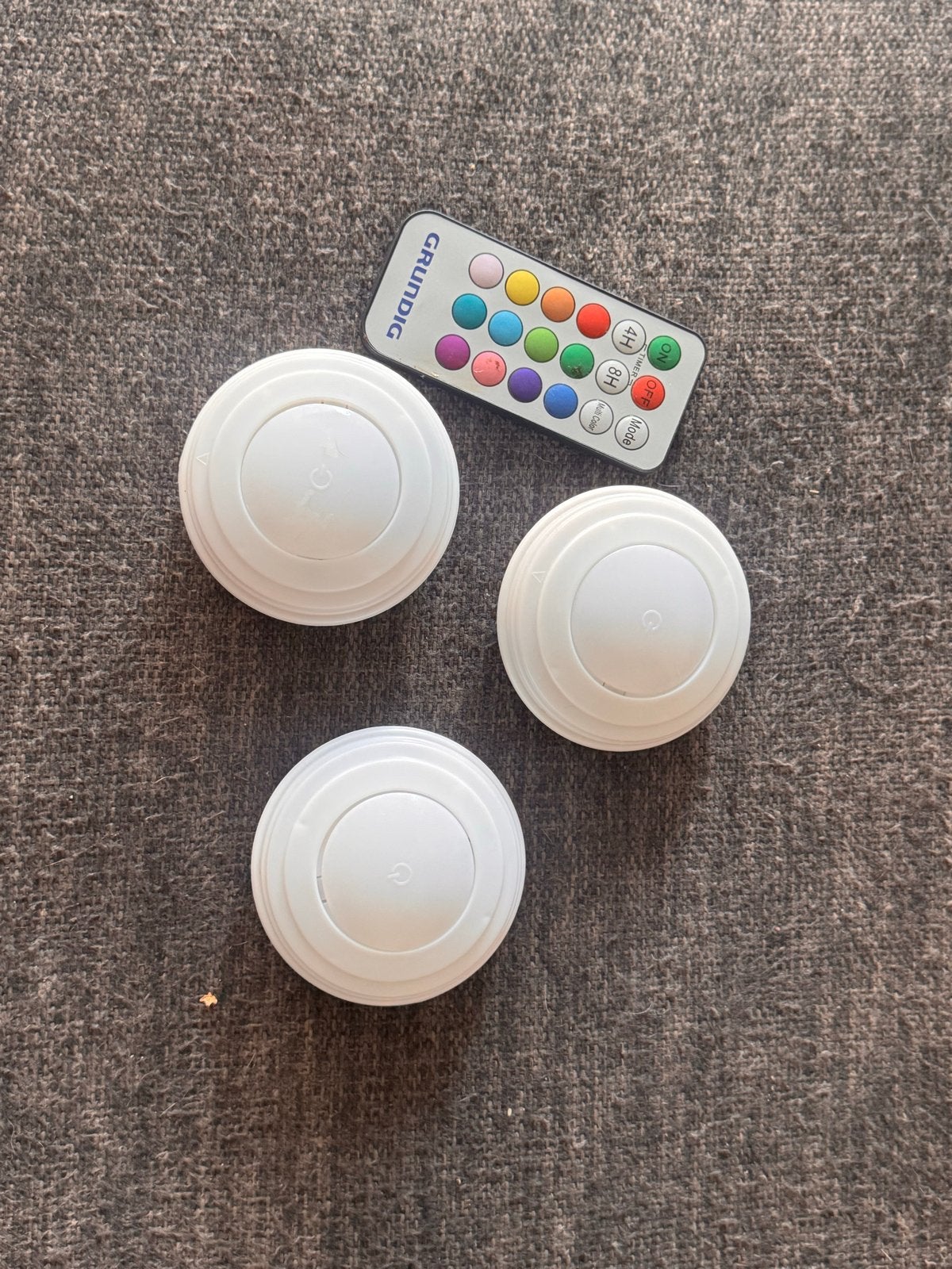 Grundig LED Puck Lights met Afstandsbediening (3 stuks), Led-lamp, Meerkleurig, Dimbaar, Ophalen of Verzenden