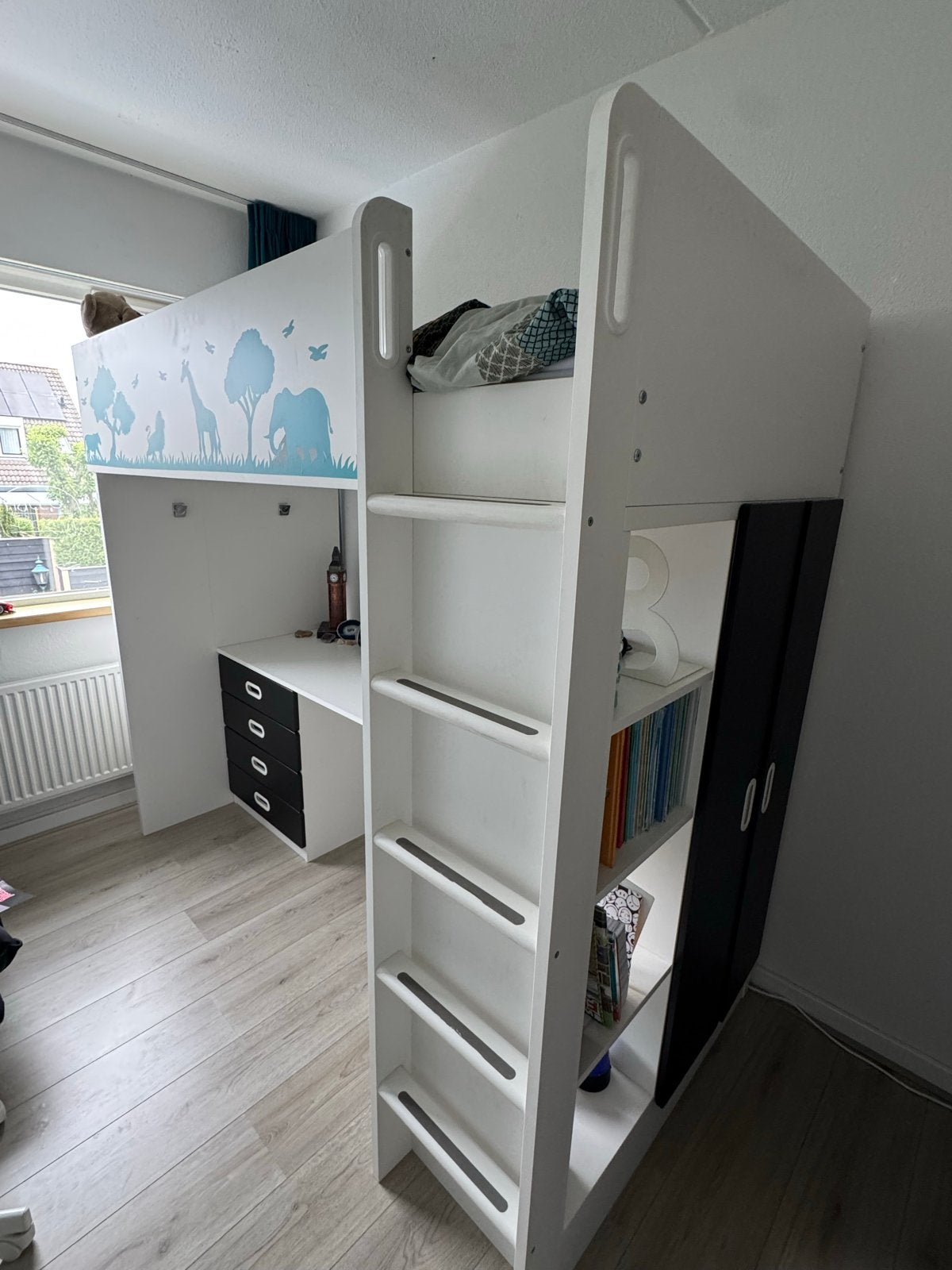 IKEA Smastad Hoogslaper met Bureau en Kast, Kinderen en Baby's, Ophalen, 85 tot 100 cm, Gebruikt, Hoogslaper of Stapelbed