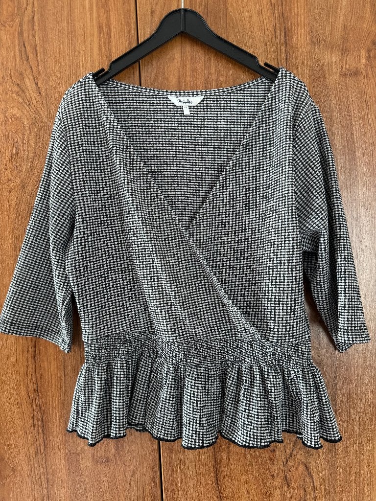 Zwart wit geruite blouse maat XS, Zwart, Ophalen of Verzenden, Zo goed als nieuw, Maat 34 (XS) of kleiner