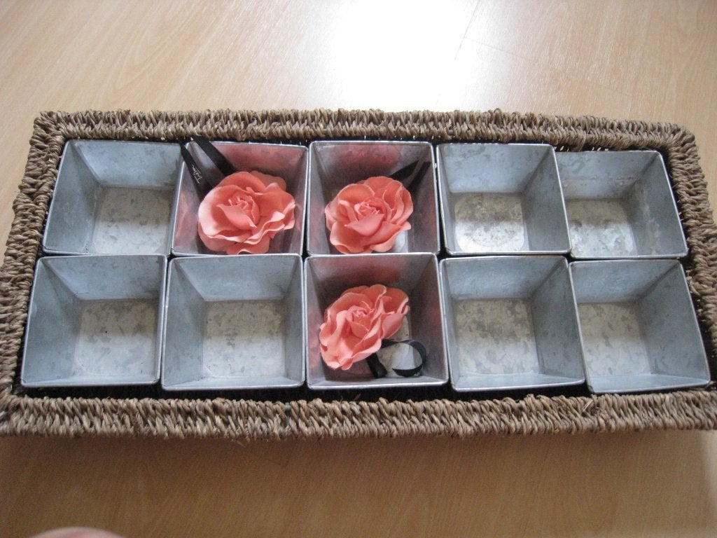 rieten mand met bakjes, Ophalen of Verzenden, Zo goed als nieuw, Rond, Riet