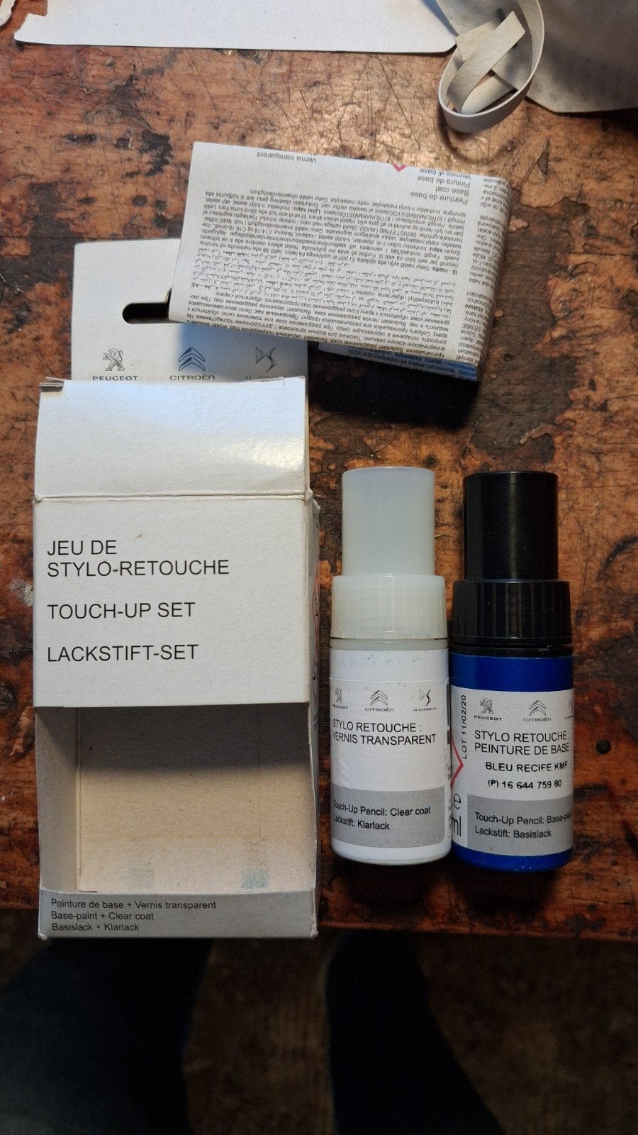 Lakstift Peugeot Citroën DS Touch-Up Set - Bleu Recife KMF, Ophalen of Verzenden