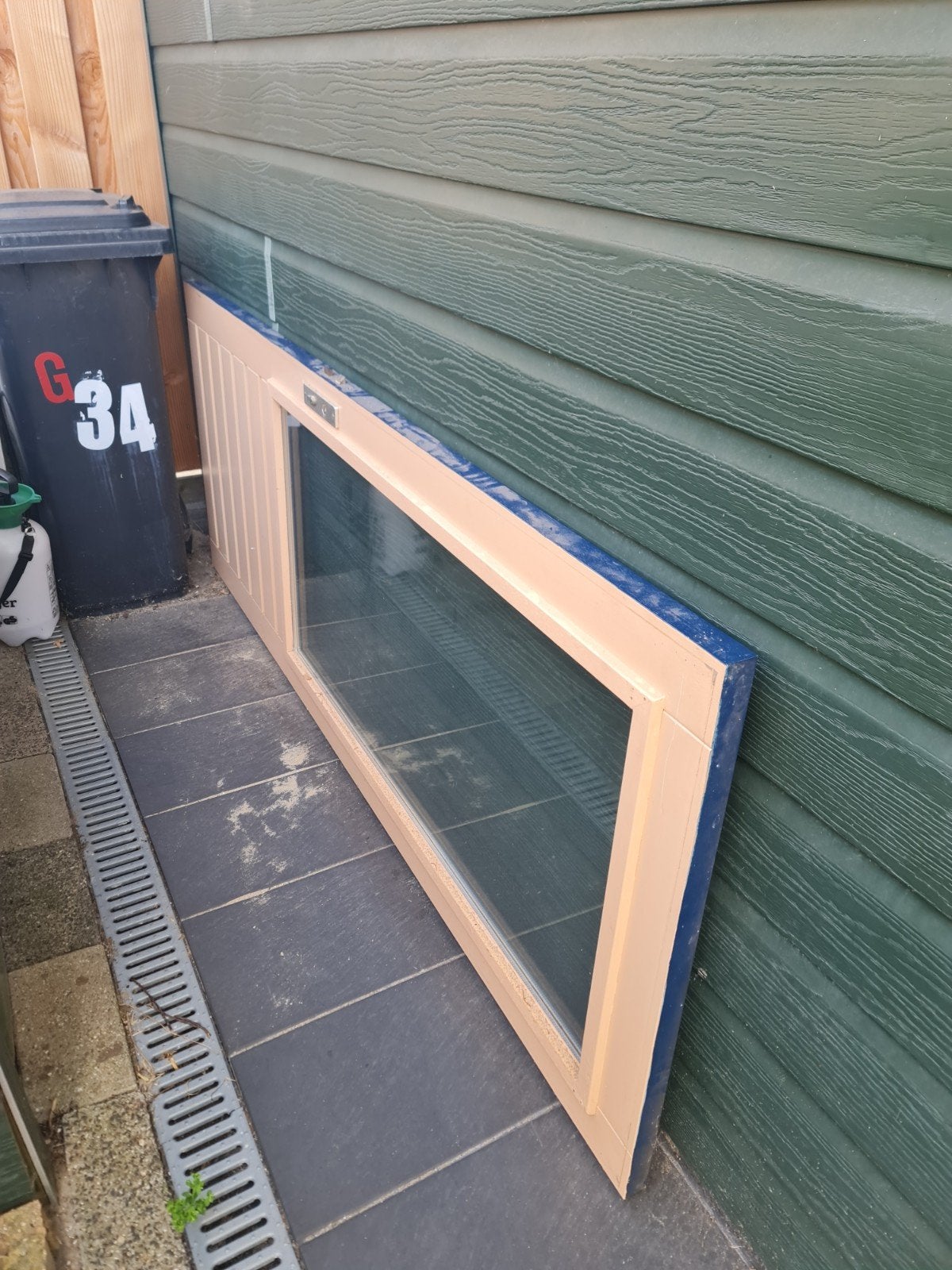 Stompe buitendeur met dubbel glas, Ophalen, Gebruikt, 80 tot 100 cm, Buitendeur