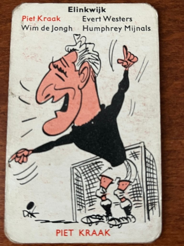 Piet Kraak karikatuur Dik Bruynesteyn Monty voetbalplaatje, Verzamelen, Sportartikelen en Voetbal, Ophalen of Verzenden, Gebruikt