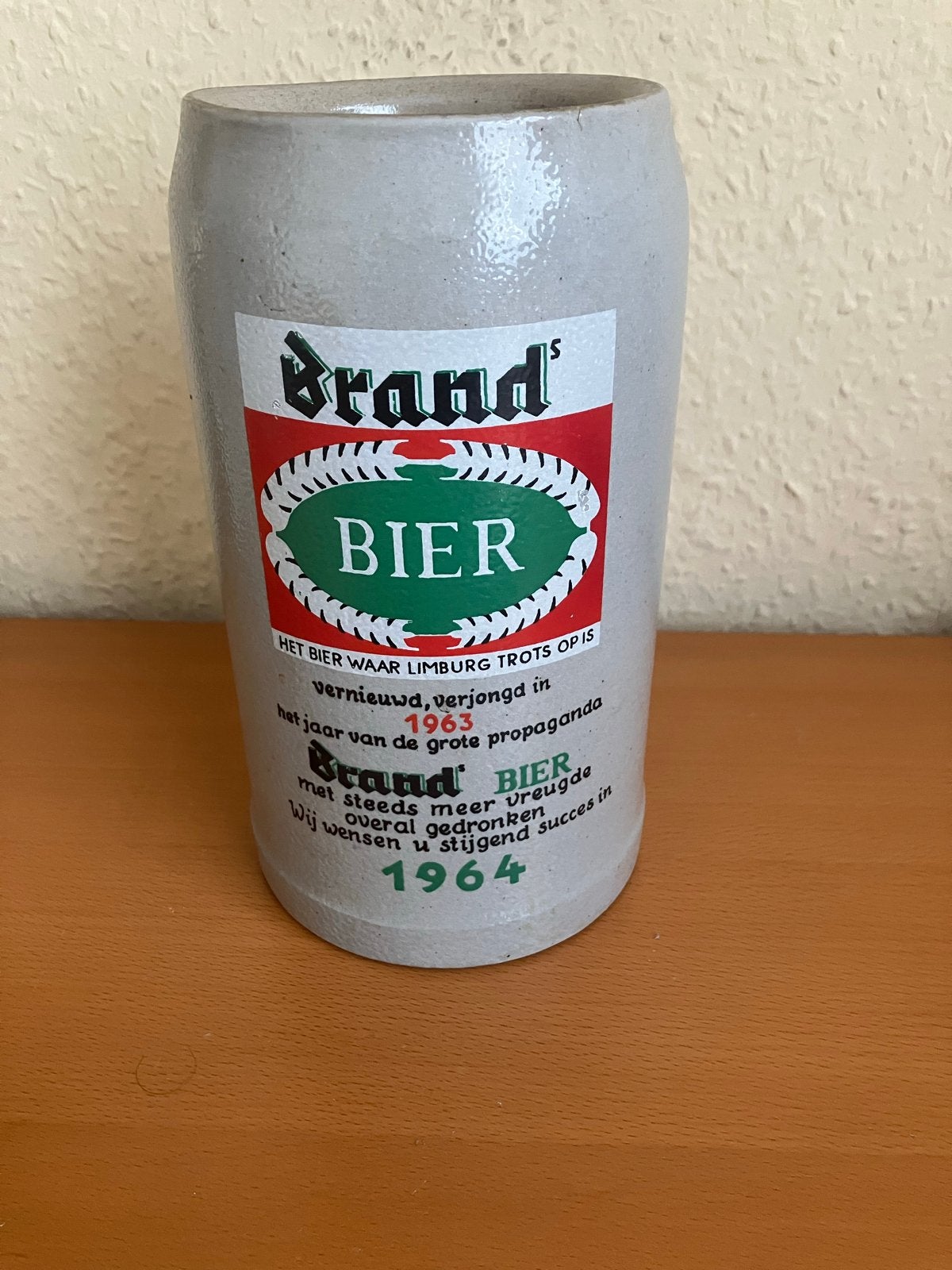 Vintage Brand Bier stenen pul uit 1964, Ophalen of Verzenden