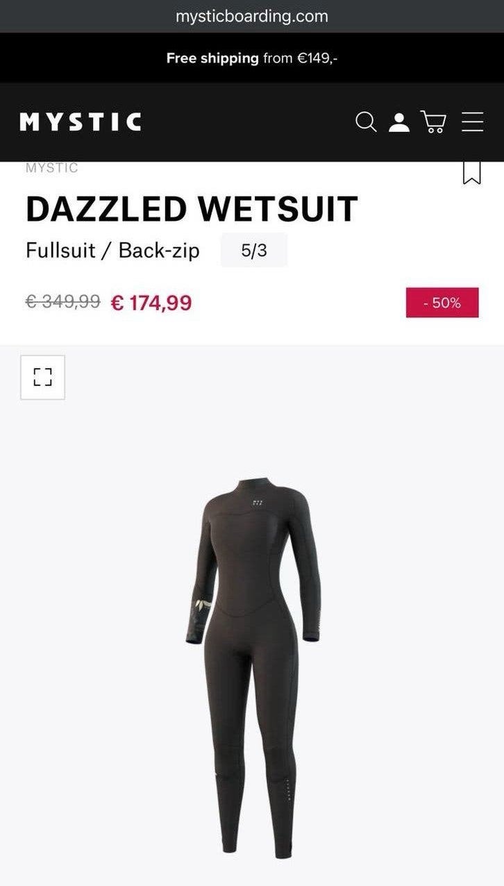 Gloednieuw Mystic Dazzled dames wetsuit maat S 5/3, Twintip, Ophalen of Verzenden, Nieuw, Overige typen