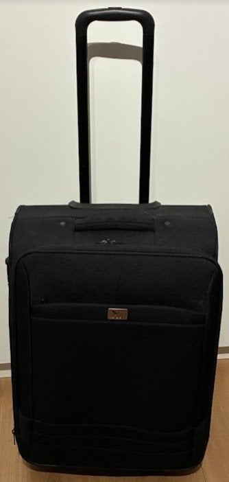 Koffer, groot, zwart, 2 wielen, uitschuifbare handgreep, 60 tot 70 cm, Overige materialen, Gebruikt, 45 tot 55 cm