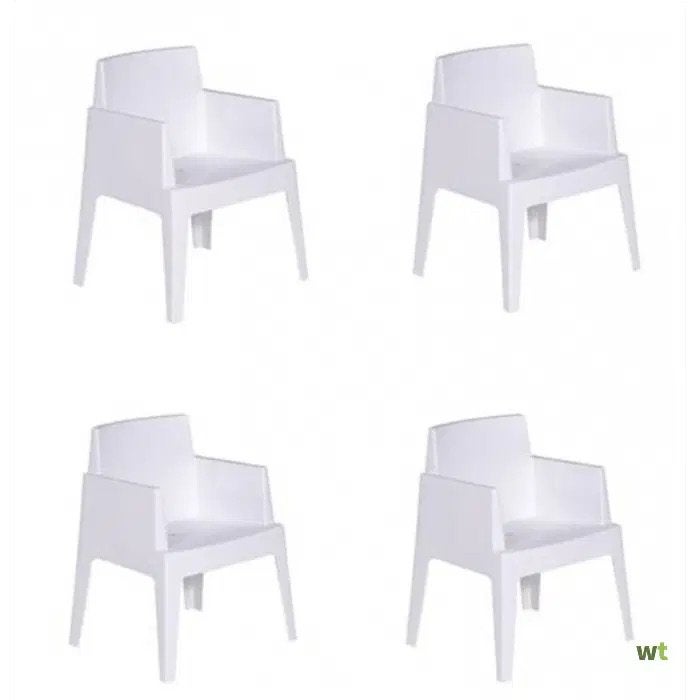 4 witte box stoelen, Ophalen, Zo goed als nieuw, Kunststof