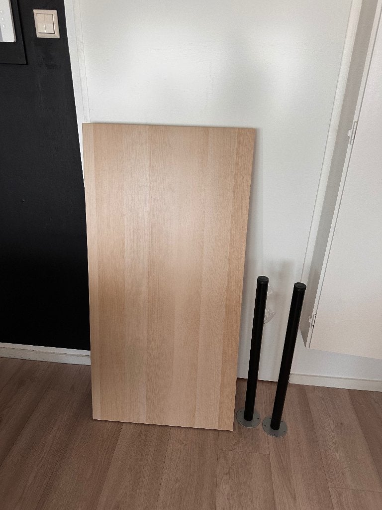 IKEA Bureaublad 120x60 cm + 2 IKEA poten, Huis en Inrichting, 120 cm, Zo goed als nieuw, IKEA, Overige materialen