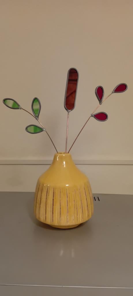 Vaas met glas in lood bloemen, Ophalen, Overige kleuren, Nieuw, Glas