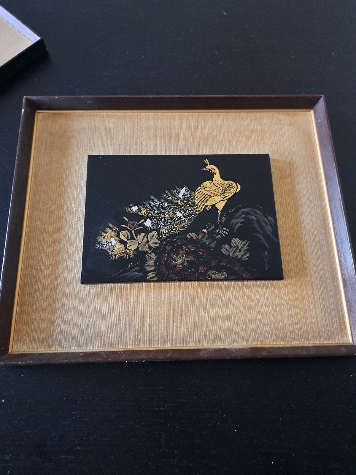 Antiek Wajima Nuri Japans met Pauw, Antiek en Kunst, Kunst | Niet-Westerse kunst, Wanddecoratie, Zwart, Japan, Handgemaakt