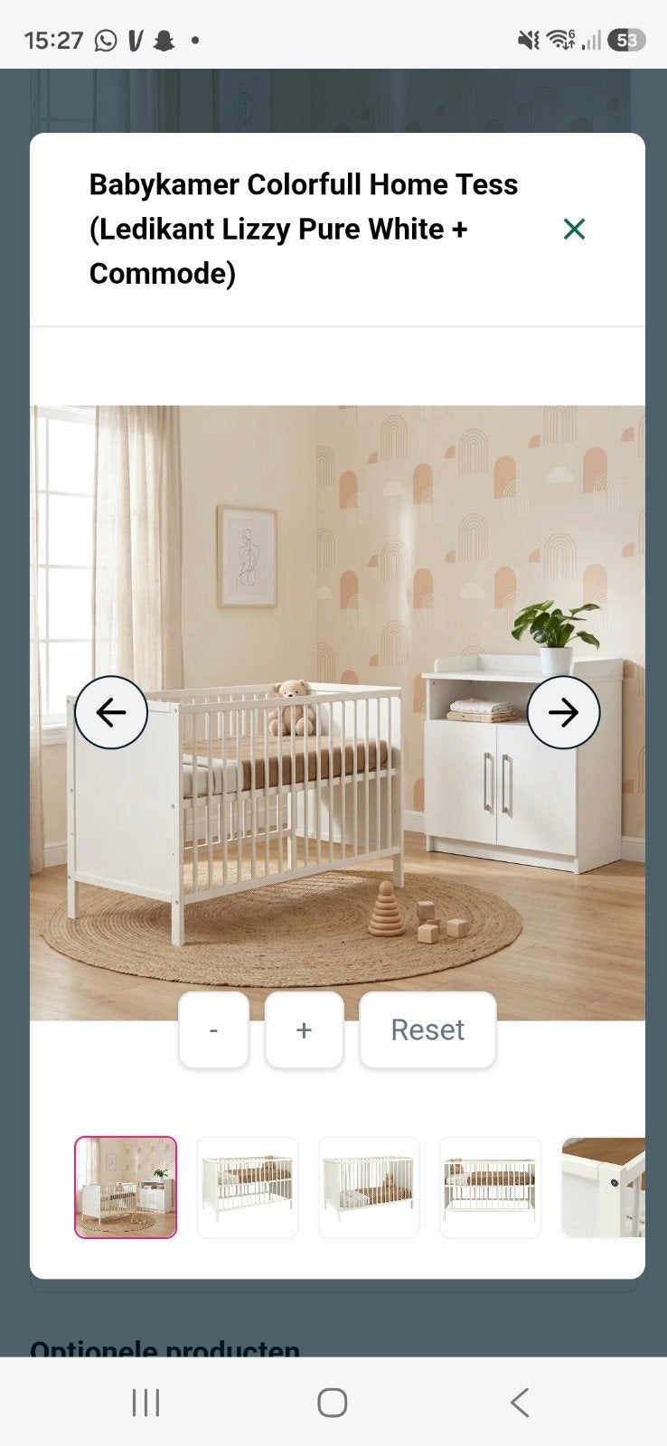 Babykamer set: Ledikant, Commode en Wandplank