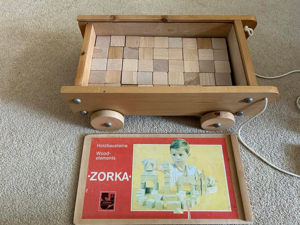 Vintage Zorka houten blokken wagen, Verzenden, Gebruikt, Overige merken