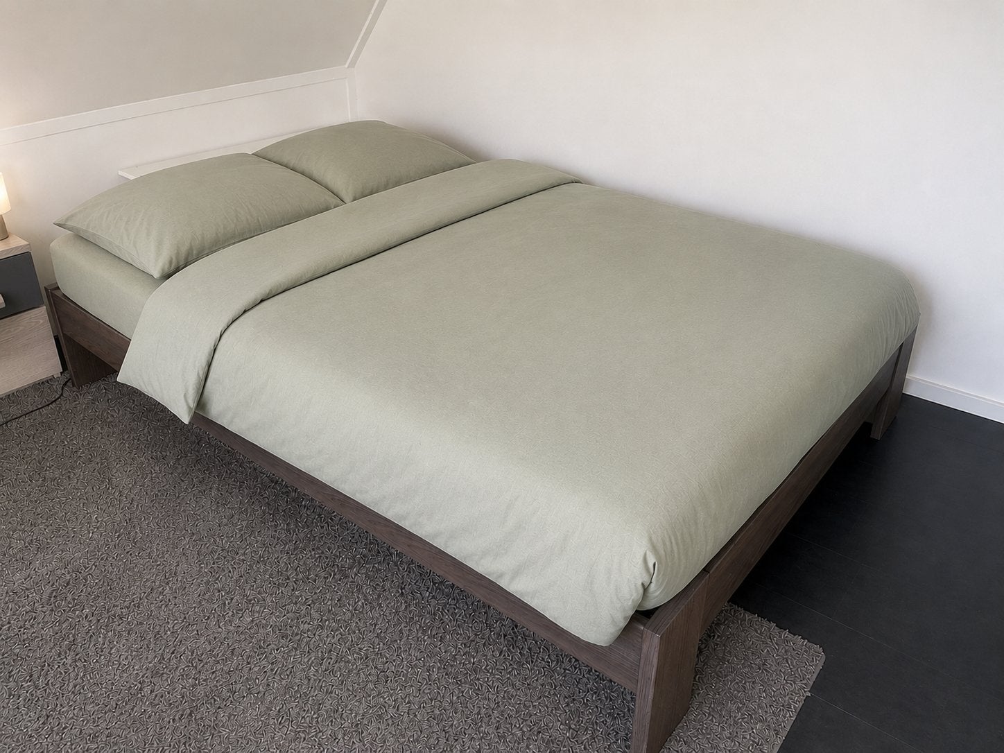 Mooi bed twijfelaar met lattenbodem matras bedlinnen 120x200, Ophalen, Bruin, Tweepersoons, Zo goed als nieuw