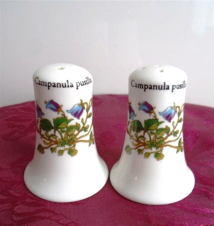 Porseleinen Peper en zoutstel. Decor Campanula pusill, Huis en Inrichting, Keuken | Servies, Zo goed als nieuw, Overige typen