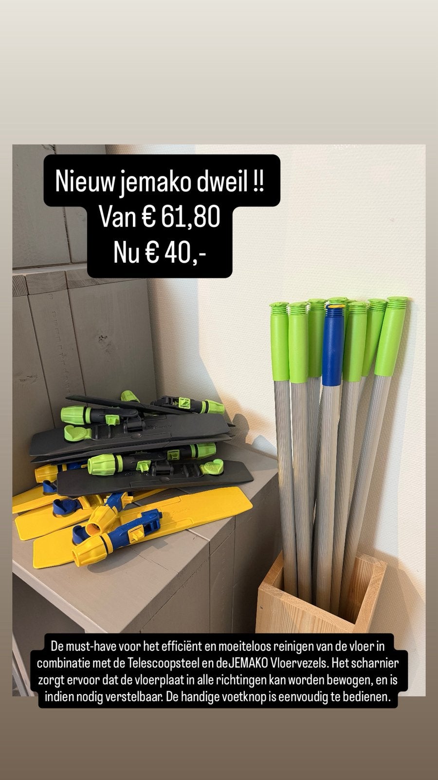 Nieuwe Jemako dweil voor efficiënte vloerreiniging, Huis en Inrichting, Schoonmaakartikelen, Ophalen of Verzenden, Mop of Dweil