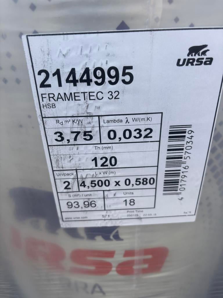 Te koop zeer grote partijen glaswol ursa, Dakisolatie, Nieuw, Ophalen of Verzenden, 15 m² of meer