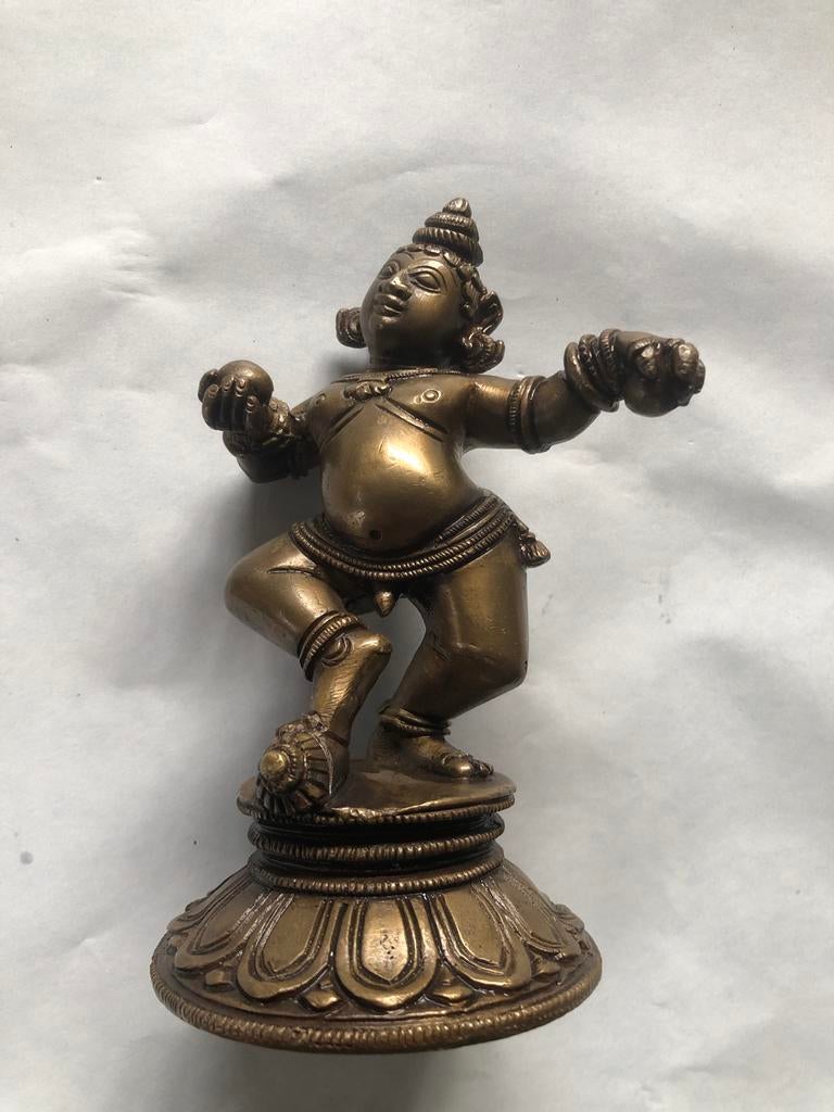 Oosters bronzen beeld - Dansende Krishna, Antiek en Kunst, Kunst | Beelden en Houtsnijwerken, Ophalen of Verzenden