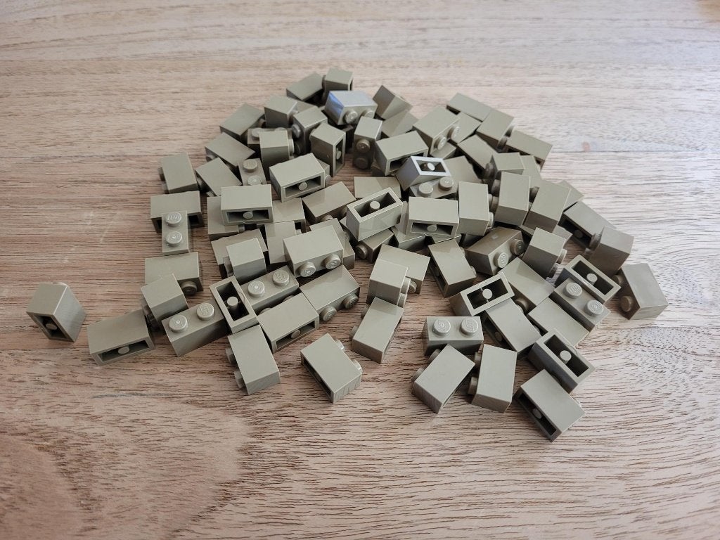 Partij J522=100x Nieuwe Lego stenen 1x2 Dark tan, Lego, Lego, Lego, Nieuw
