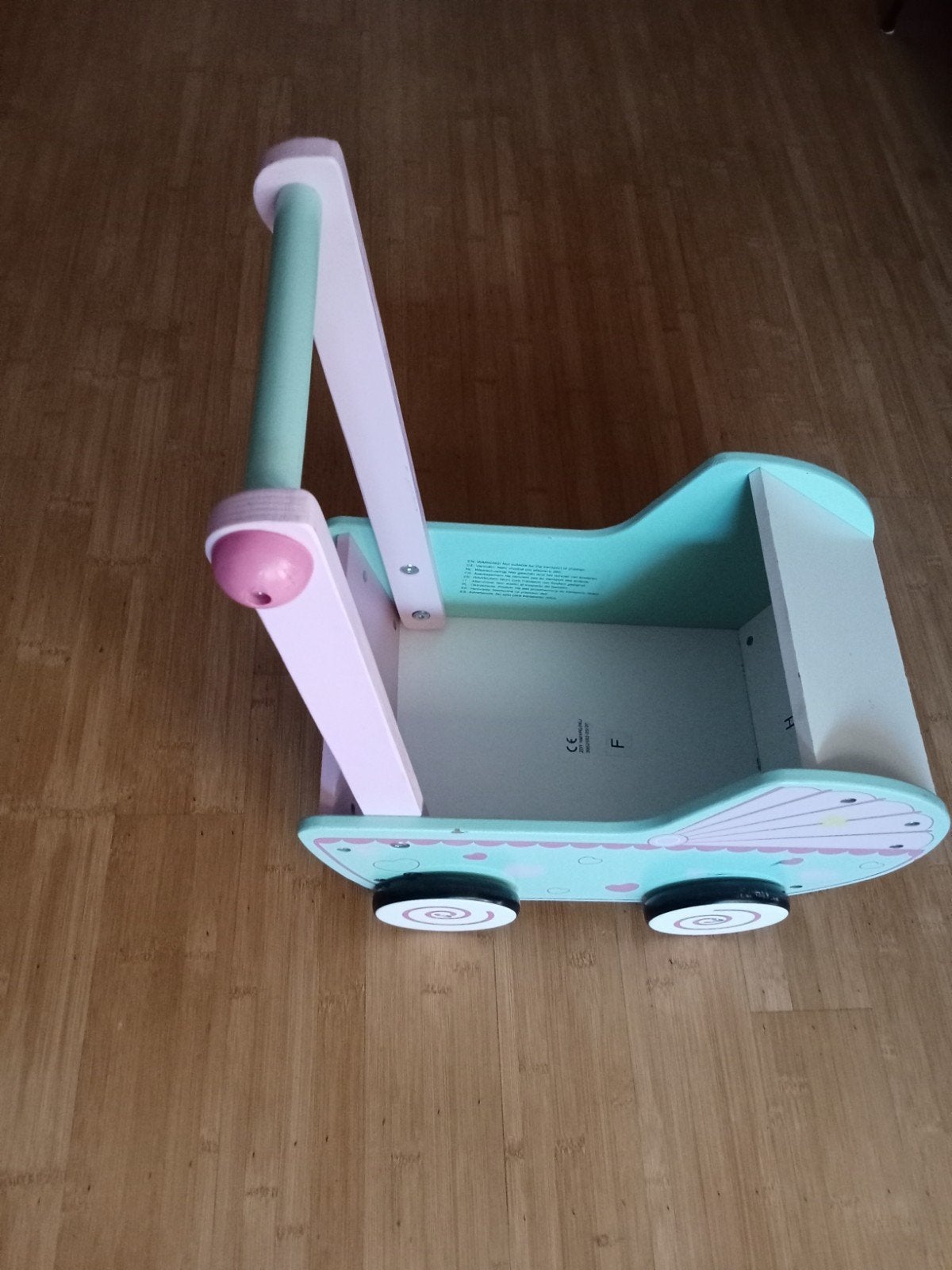 Houten poppenwagen/loopwagen roze/mintgroen, Ophalen of Verzenden, Meisje