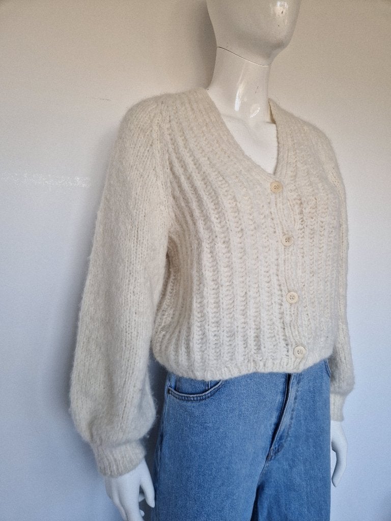 INTI handgebreid vest | Maat 38 | Crème | Alpaca |, Maat 38/40 (M), Nijmegen, Verhip-vintage.nl, Ophalen of Verzenden