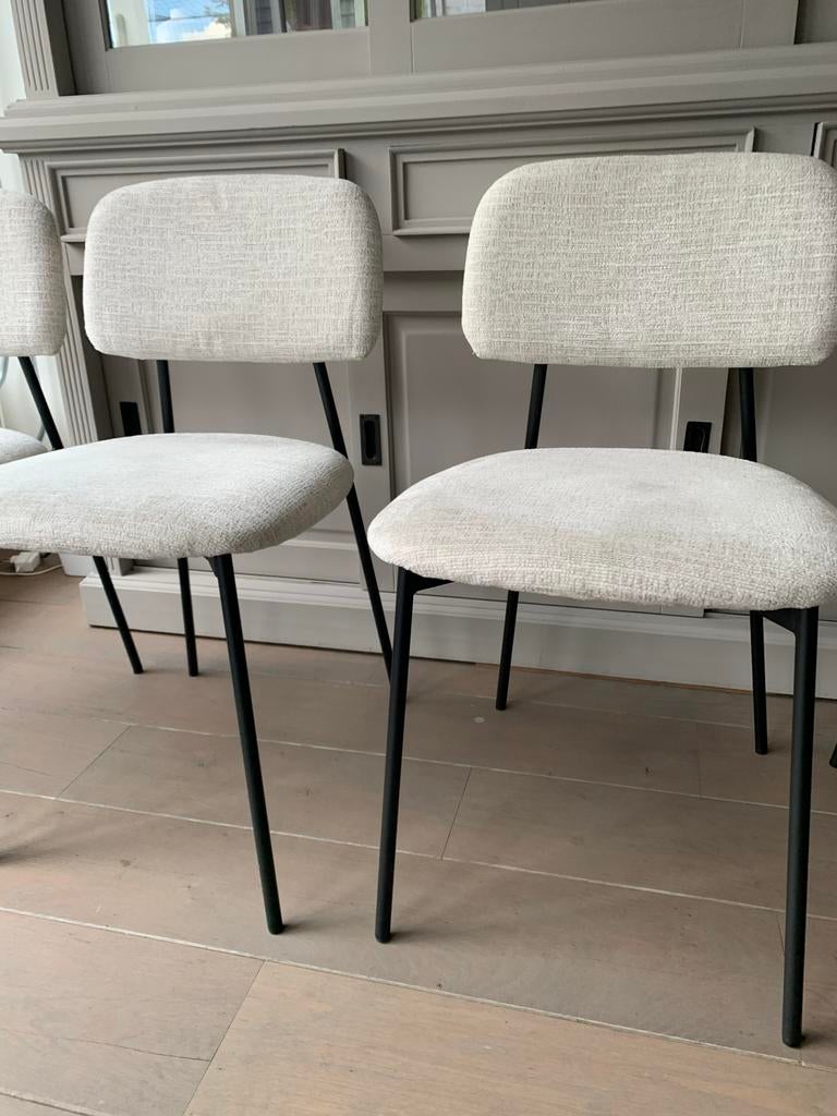4 scandinavische eetkamerstoelen - Crème/Zwart, Huis en Inrichting, Stoelen, Ophalen, Overige kleuren, Zo goed als nieuw, Vier