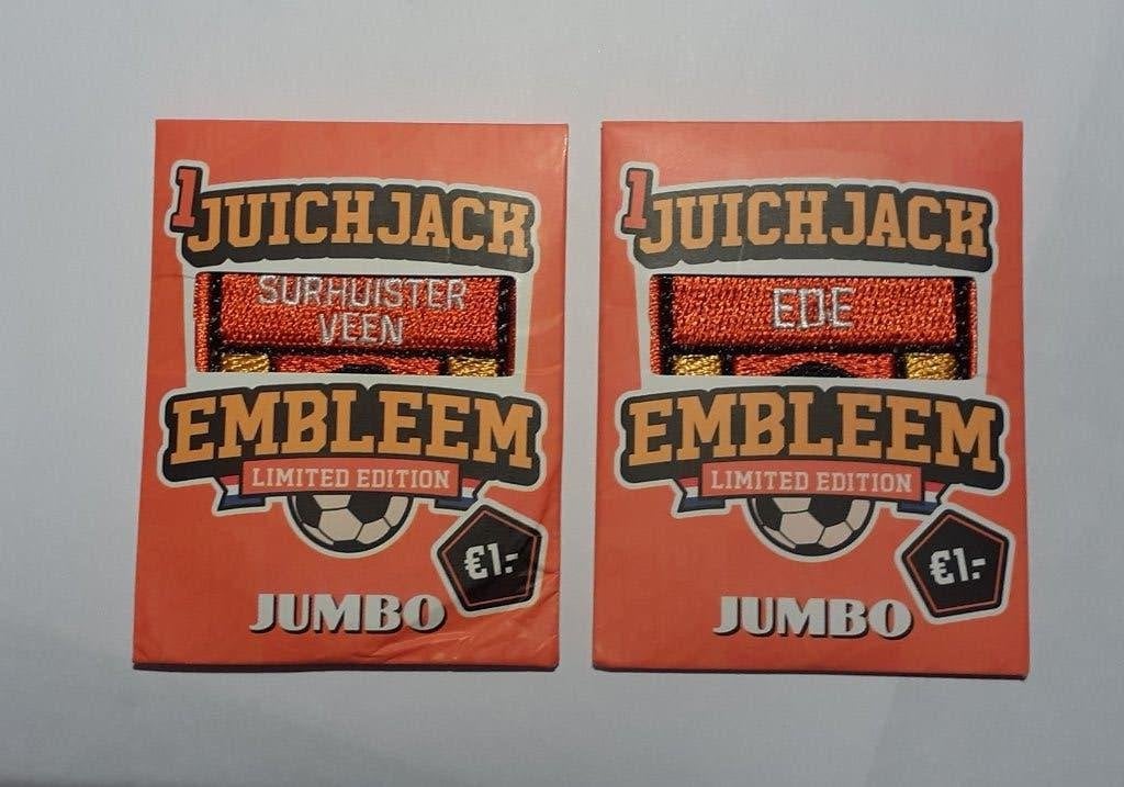 Jumbo Juich Jack Emblemen Ede en Surhuisterveen, Verzamelen, Supermarktacties, Jumbo, Verzenden